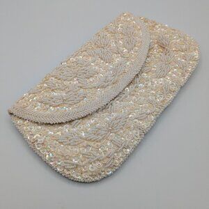 Vintage 1950s/60s Beaded Sequin Clutch, Handmade in British Hong Kong